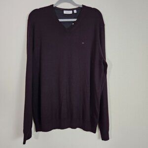 Calvin Klein Men Merino Wool Sweater XL Purple Academia Preppy Capsule Wardrobe